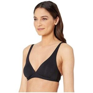 Hanro Cotton Sensation Soft Cup Bra Women's 36E Black Stretch Wireless JZZ132